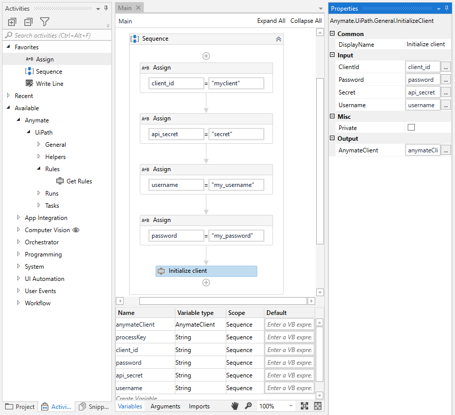 Initialize Client alt >