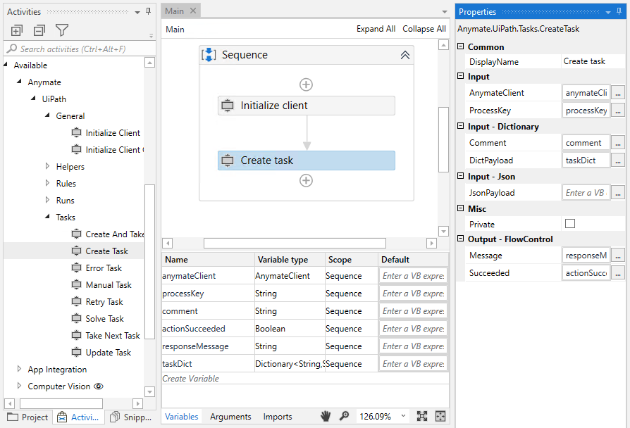 Create Task alt >